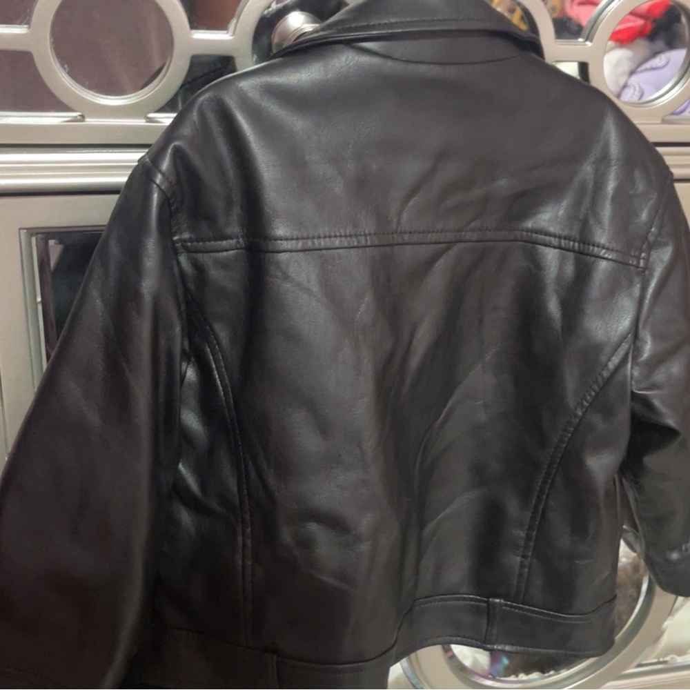 Zara kids black leather jacket